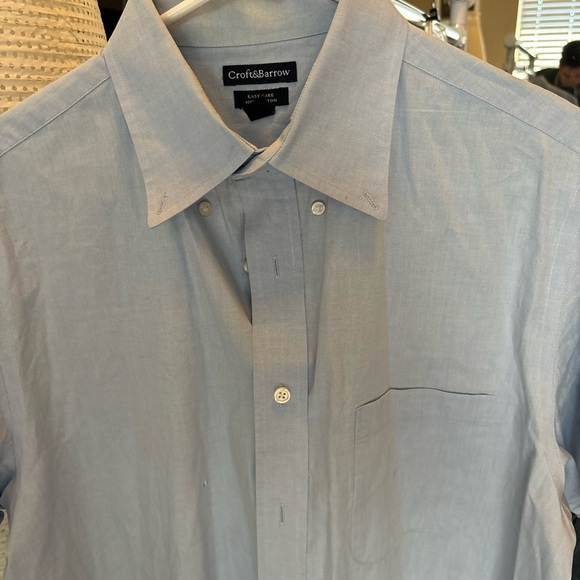croft barrow Easy Care 100% Cotton Baby Blue Dress Shirt Short Sleeve Sz M 15-16 - Picture 2 of 14